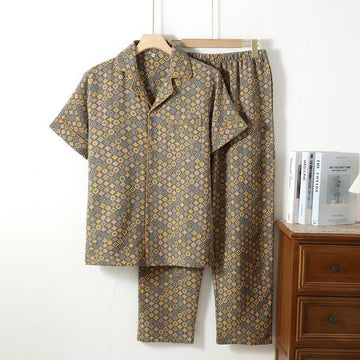 Completo da casa unisex in cotone con motivi geometrici vintage. - image 0
