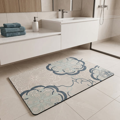 Tappeto da bagno con motivo floreale a filigrana in azzurro tenue - image 3