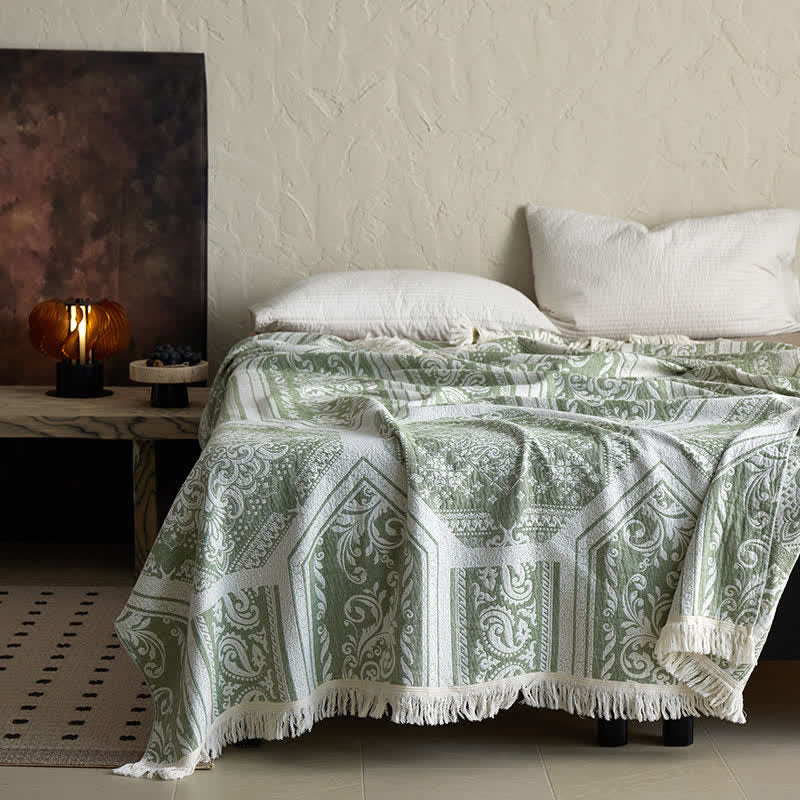Coperta in cotone con motivo paisley damascato - image 13