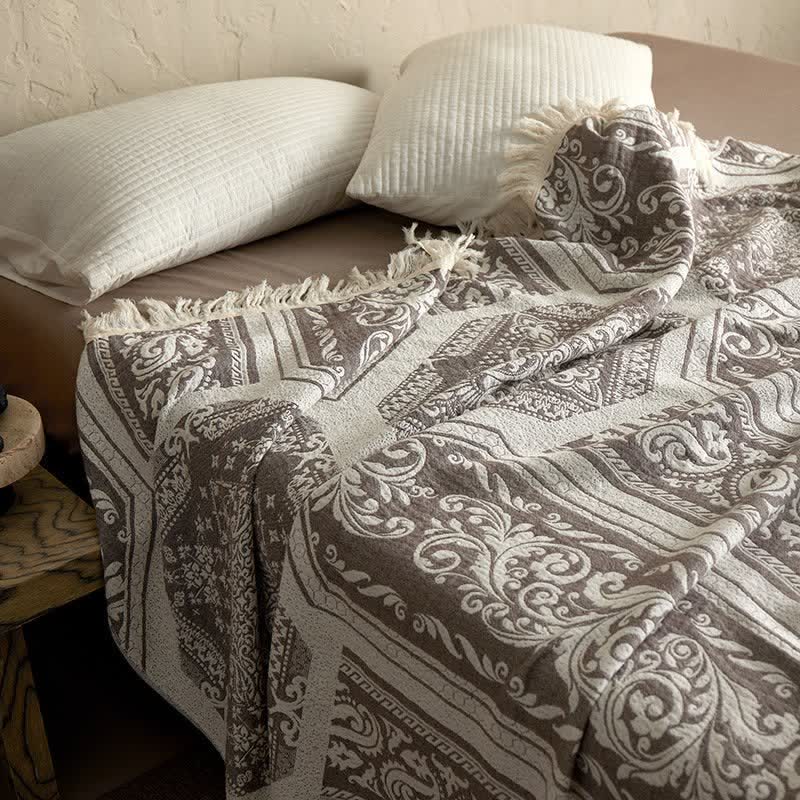 Coperta in cotone con motivo paisley damascato - image 5
