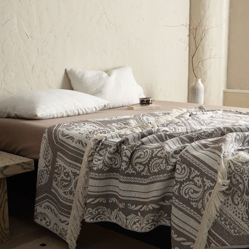 Coperta in cotone con motivo paisley damascato - image 3