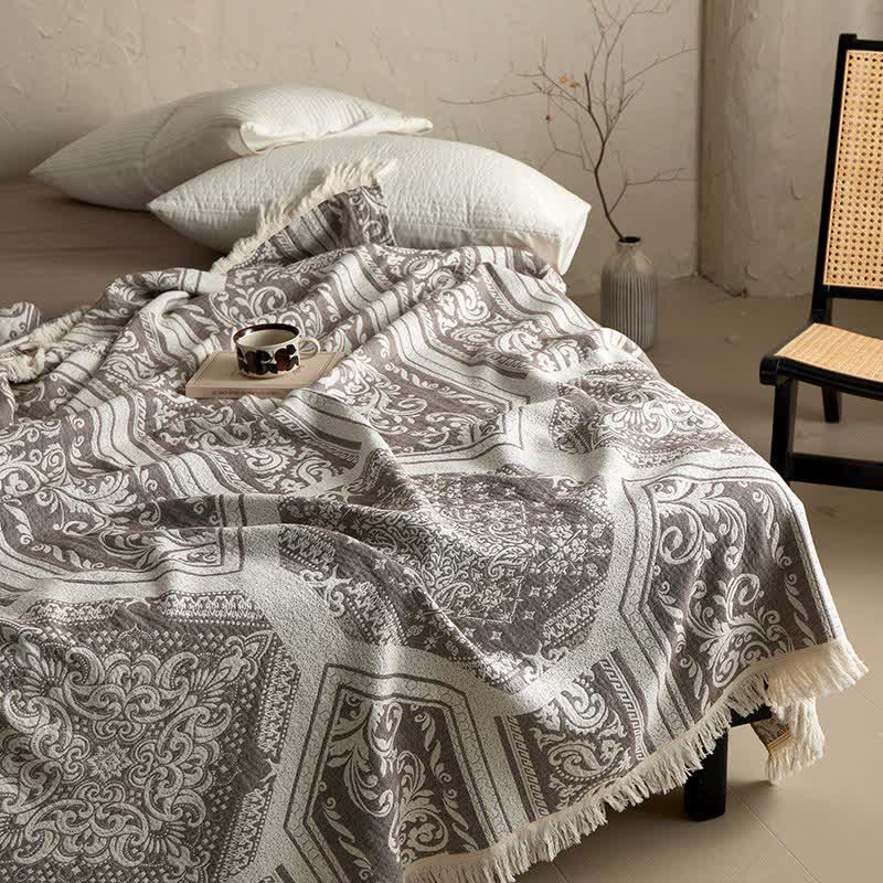 Coperta in cotone con motivo paisley damascato - image 6