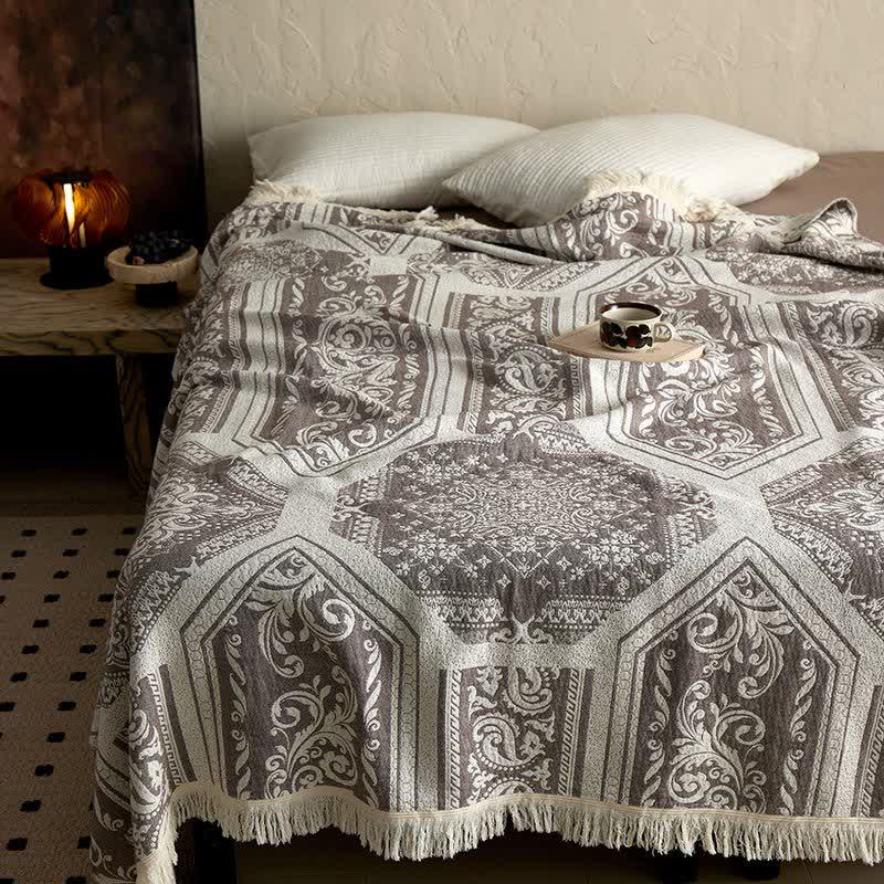 Coperta in cotone con motivo paisley damascato - image 4