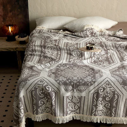 Coperta in cotone con motivo paisley damascato - image 4