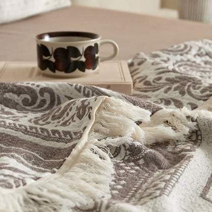 Coperta in cotone con motivo paisley damascato - image 9