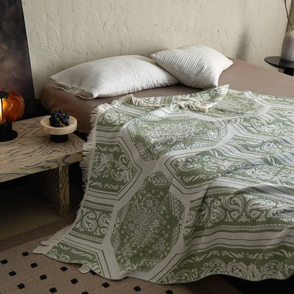 Coperta in cotone con motivo paisley damascato - image 15