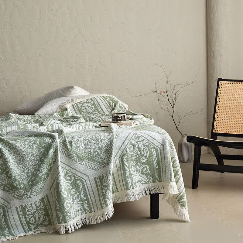 Coperta in cotone con motivo paisley damascato - image 12