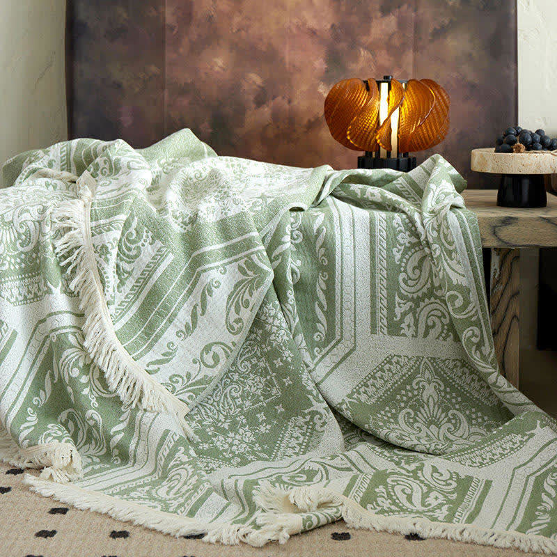 Coperta in cotone con motivo paisley damascato - image 11