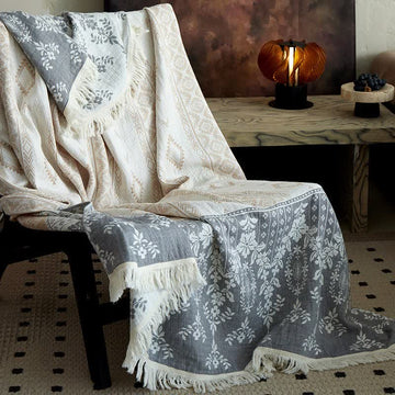 Coperta in garza di cotone con motivo floreale vintage - 150cm x 200cm - image 0
