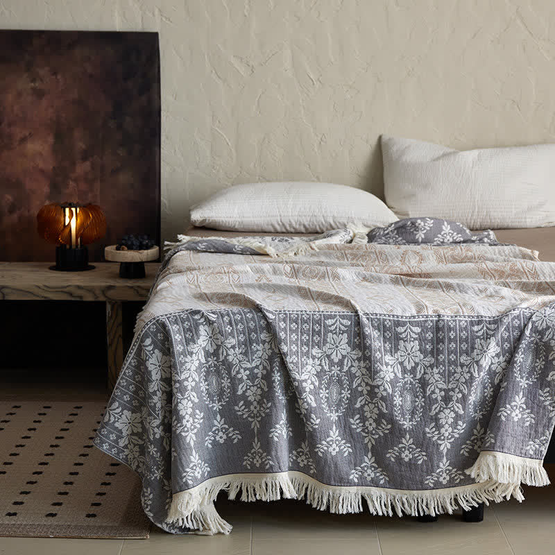 Coperta in garza di cotone con motivo floreale vintage - image 2