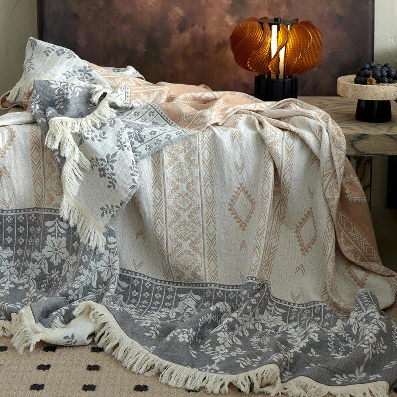 Coperta in garza di cotone con motivo floreale vintage - image 1