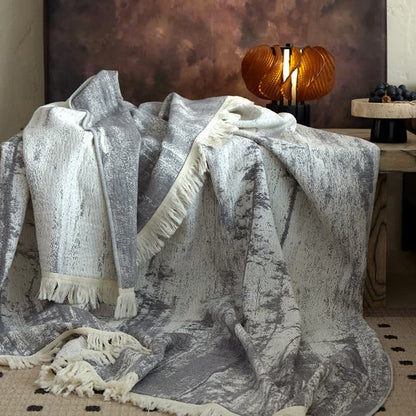 Coperta in garza di cotone con motivo astratto a inchiostro - image 1