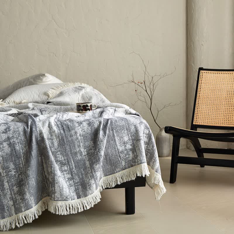 Coperta in garza di cotone con motivo astratto a inchiostro - image 2