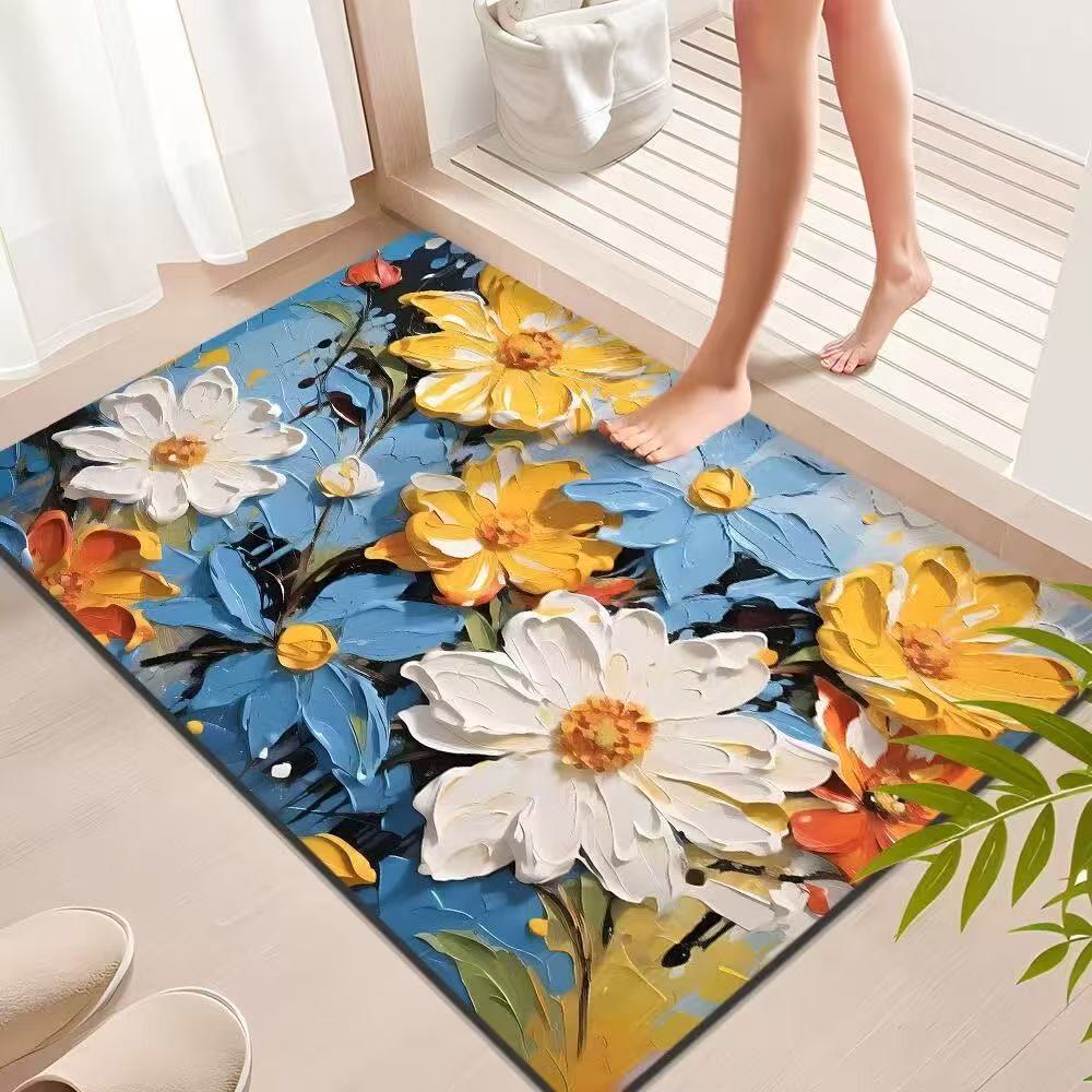 Tappeto da bagno floreale in stile impressionista dai colori vivaci - 31" × 120cm - image 0