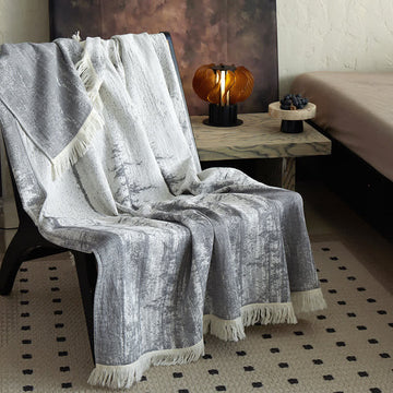Coperta in garza di cotone con motivo astratto a inchiostro - 150cm x 200cm - image 0
