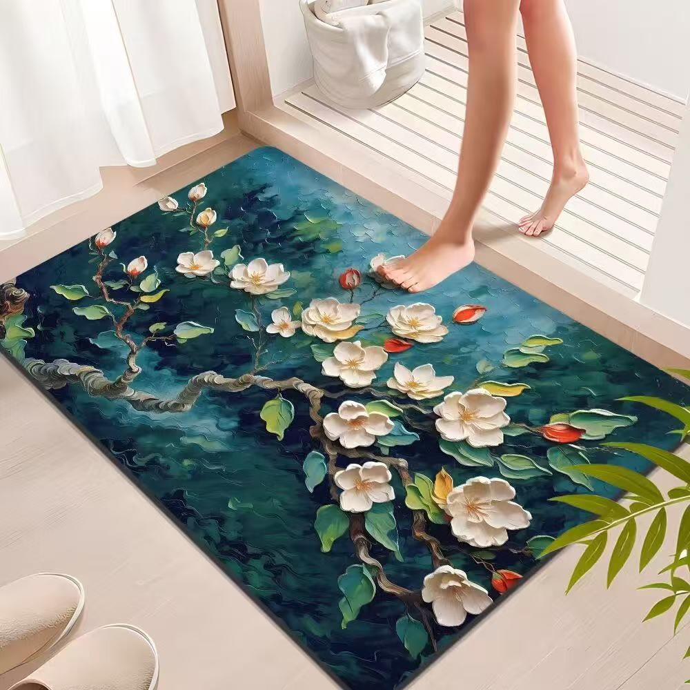 Tappeto da bagno impressionista con magnolia - 31" × 120cm - image 0
