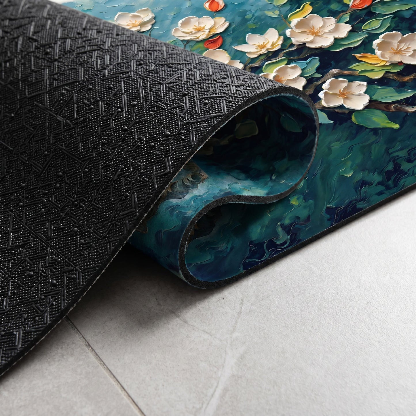 Tappeto da bagno impressionista con magnolia - image 3