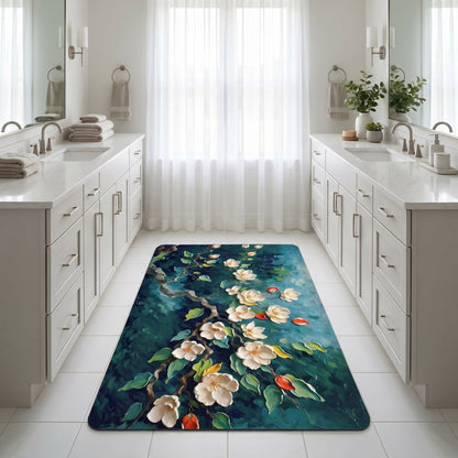Tappeto da bagno impressionista con magnolia - image 1