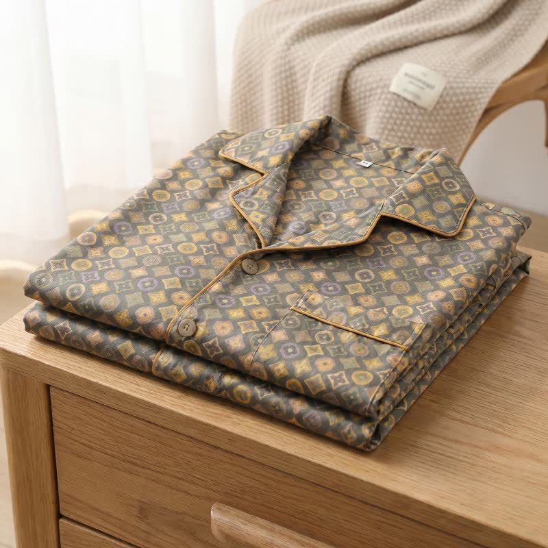 Completo da casa unisex in cotone con motivi geometrici vintage. - image 1