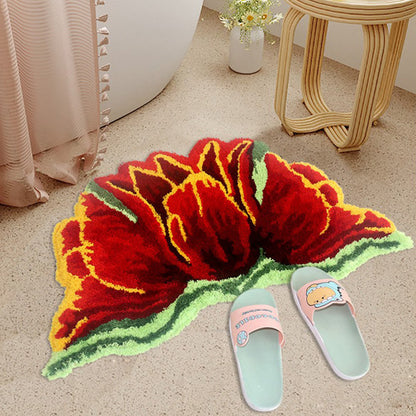 Tappeto da bagno in peluche a forma di tulipano rosa e rosso - 18" × 31" - Rosso - image 2