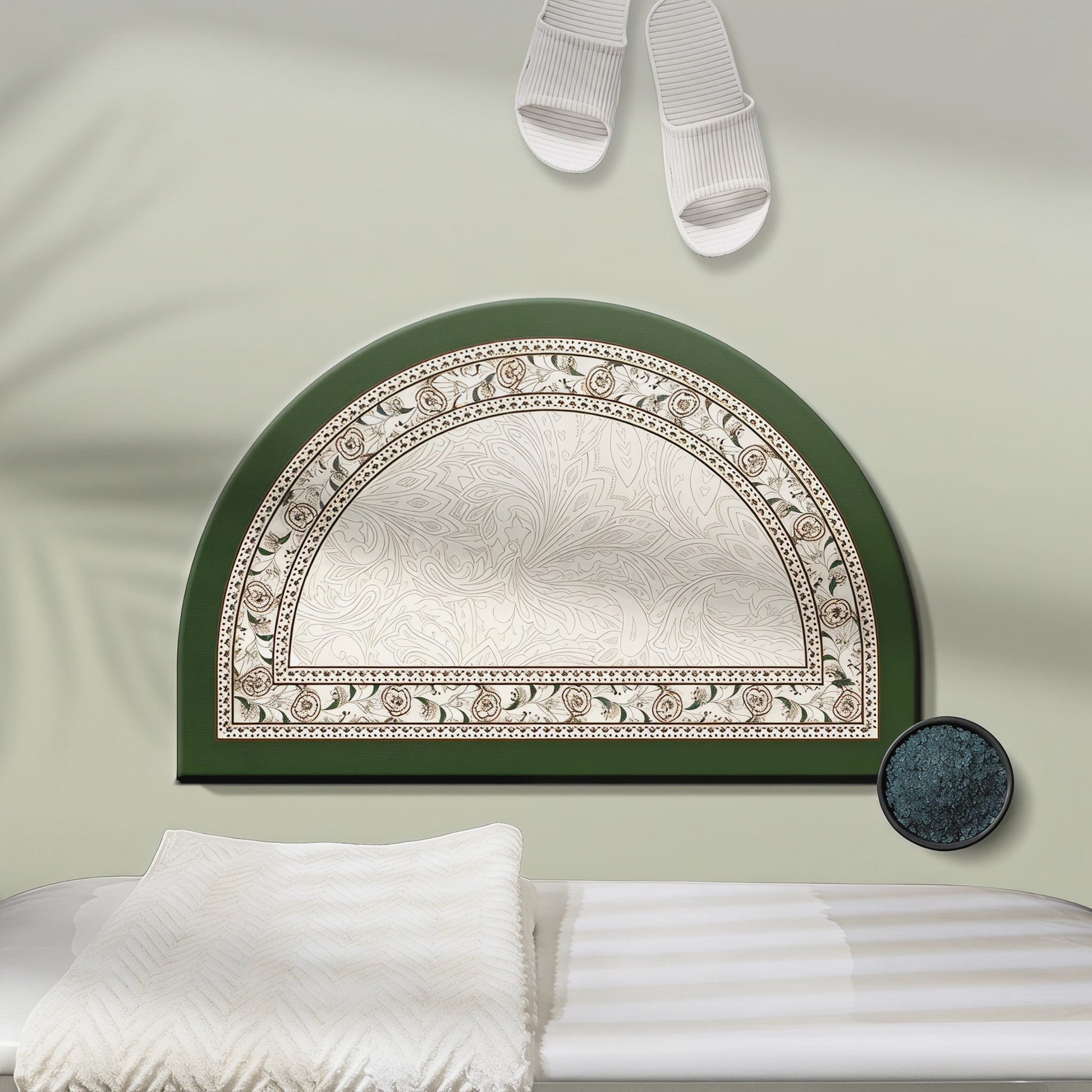 Tappeto da bagno floreale vintage con bordo a mezzaluna - 60cm x 90cm - image 0