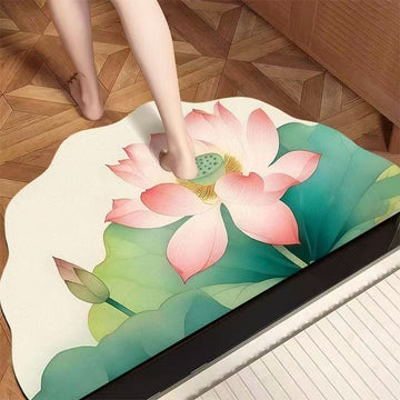 Tappeto da bagno con motivo floreale di loto orientale - 80 cm × 100 cm - image 0