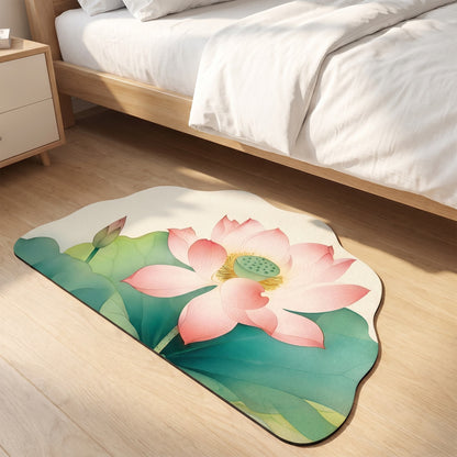 Tappeto da bagno con motivo floreale di loto orientale - image 2