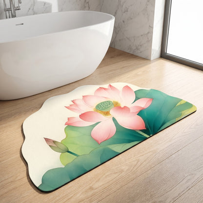 Tappeto da bagno con motivo floreale di loto orientale - image 3