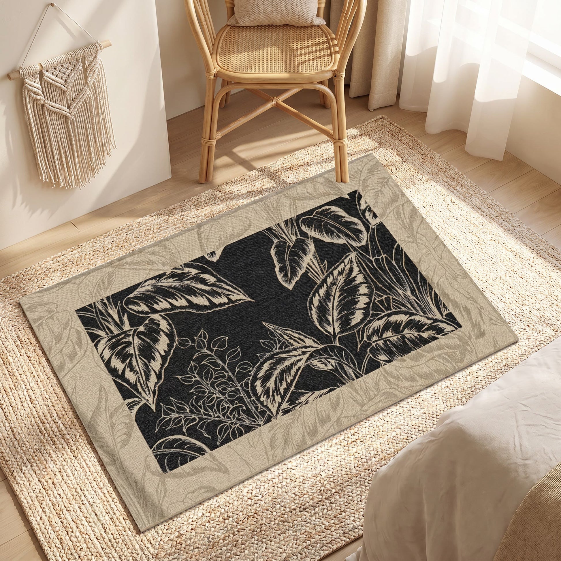 Tappeto da bagno vintage con foglie tropicali - image 2