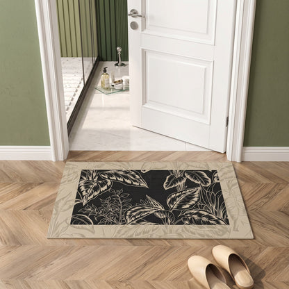 Tappeto da bagno vintage con foglie tropicali - image 1