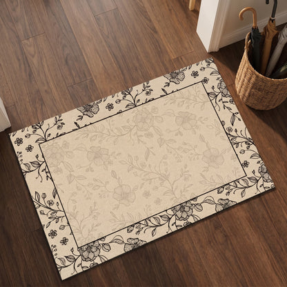 Tappeto da bagno vintage con motivo floreale a vite - image 1