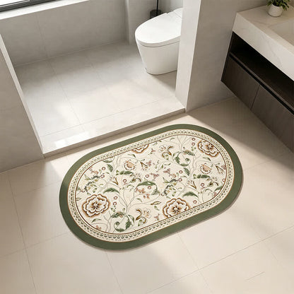 Tappeto ovale vintage da bagno con motivo botanico e floreale. - image 2