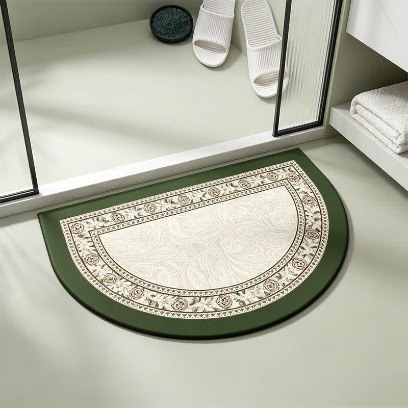 Tappeto da bagno floreale vintage con bordo a mezzaluna - image 1