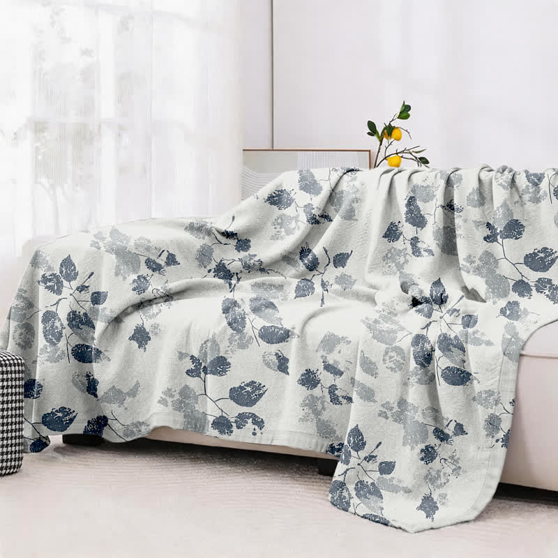 Trapunta in garza di cotone con stampa a foglie in stile boho - image 4