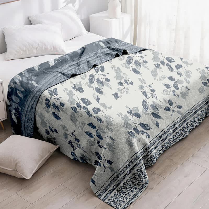 Trapunta in garza di cotone con stampa a foglie in stile boho - image 2