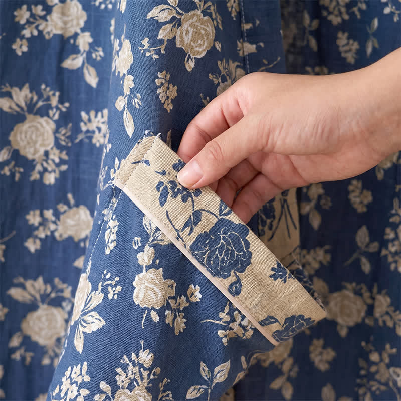 Kimono vintage blu indaco con stampa floreale - image 6