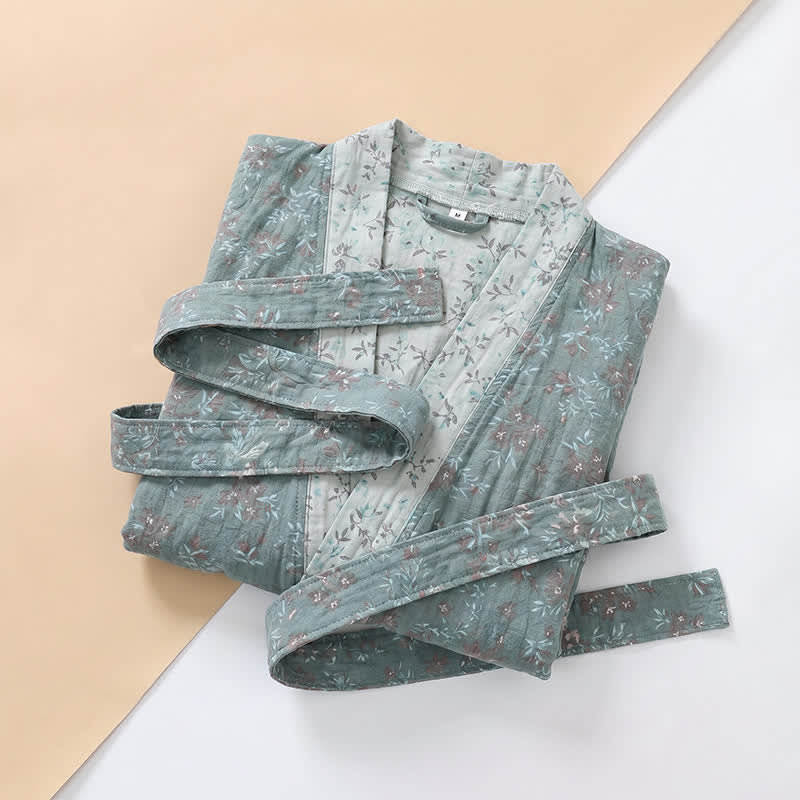 Kimono reversibile in cotone con stampa floreale - image 11