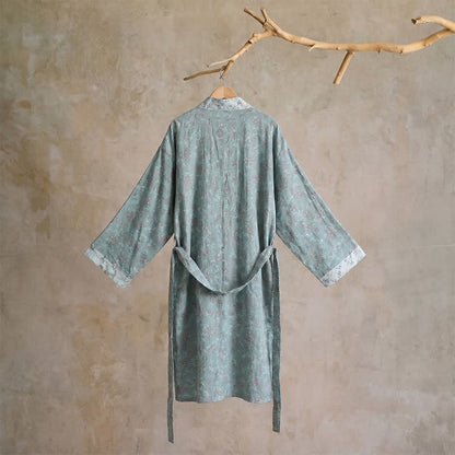 Kimono reversibile in cotone con stampa floreale - image 10