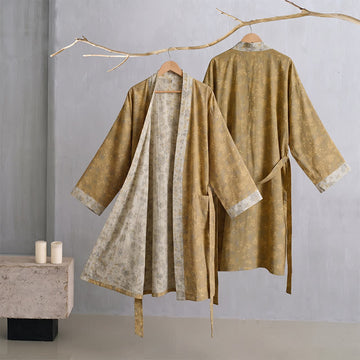 Kimono reversibile in cotone con stampa floreale - image 0
