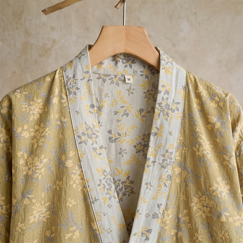 Kimono reversibile in cotone con stampa floreale - image 3