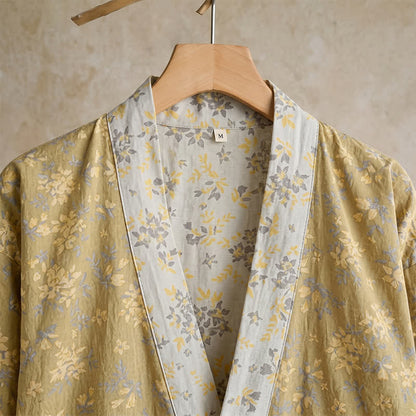 Kimono reversibile in cotone con stampa floreale - image 3