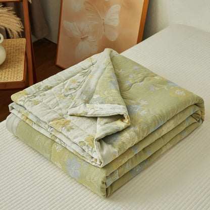 Trapunta reversibile in garza di cotone con motivo botanico sereno - image 3