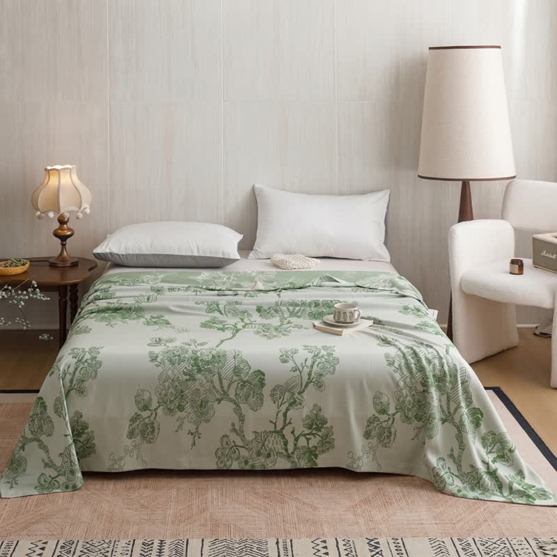 Trapunta in fibra di bambù con motivo floreale multicolore a tralci - Verde - Matrimoniale - image 9