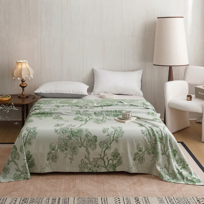 Trapunta in fibra di bambù con motivo floreale multicolore a tralci - Verde - Matrimoniale - image 9