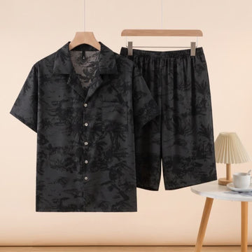 Set pigiama unisex con fantasia scura - Nero - 3XL - image 0