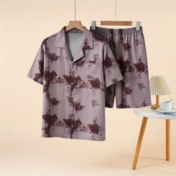 Completo da casa unisex color moka con stampa tie-dye - Marrone - 3XL - image 0
