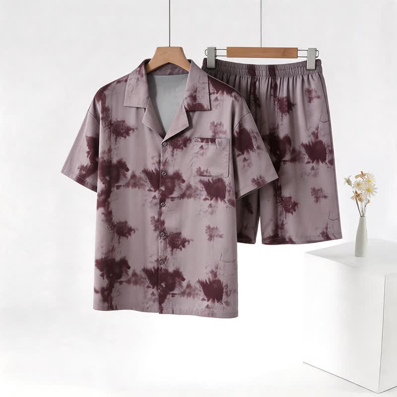 Completo da casa unisex color moka con stampa tie-dye - image 1
