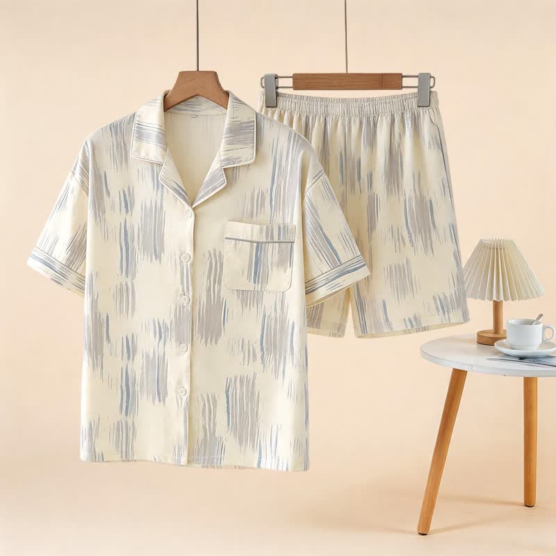 Completo da casa unisex a righe in modal e cotone. - Beige - 3XL - image 0