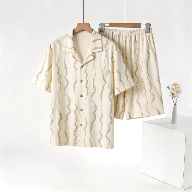 Set pigiama unisex in modal a righe ondulate - image 1