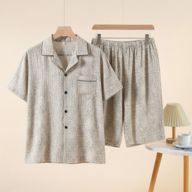 Completo da casa unisex con motivo geometrico - Beige - 3XL - image 0